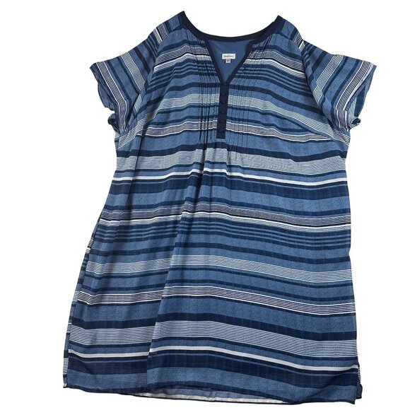 Avenue Womens SZ 26/28 Blue & White Striped Capsule Coastal Everyday Basic Dress - Picture 1 of 13